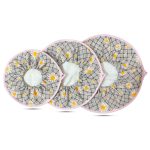 دم کنی ۳ تکه طرح گل بابونه طوسی