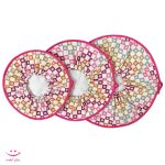 دم کنی ۳ تکه نخ پنبه طرح چهارخونه گلدار